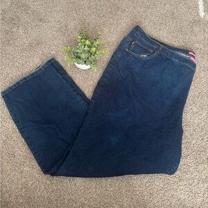 Woman Within Dark Blue Straight Leg Jeans